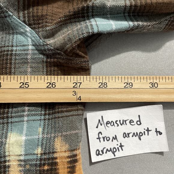 Oli & Hali Cropped Flannel Size L Plaid Shirt Boho Grunge Lagenlook Distressed - Picture 9 of 10